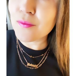 Old English baby girl layered necklace